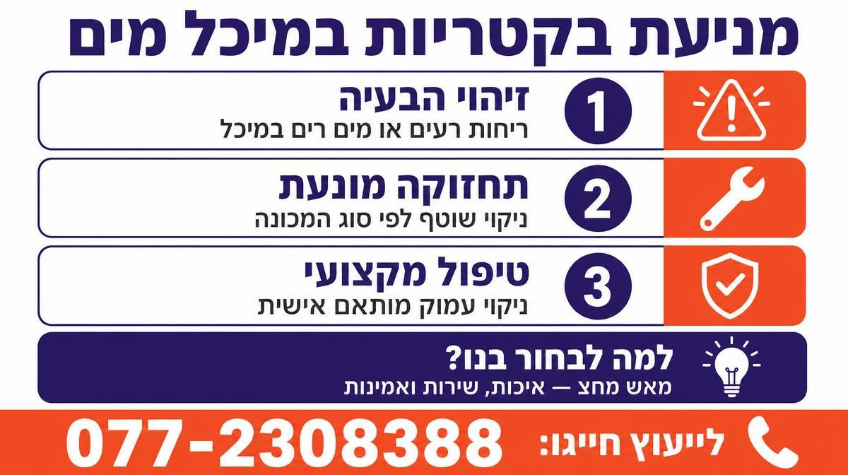 איך מונעים התפתחות בקטריות וריחות במיכל המים של המכונה?